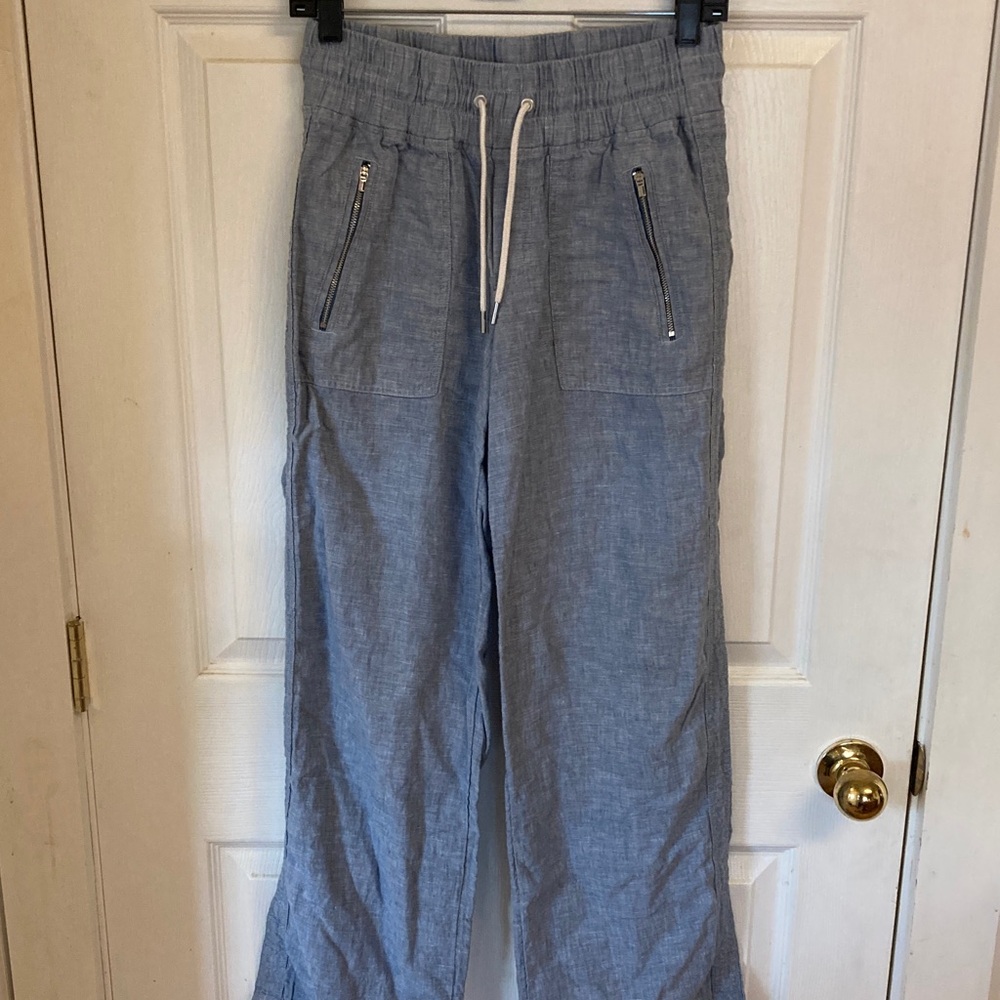 Athleta Light Blue Cabo Linen Wide Leg Pants